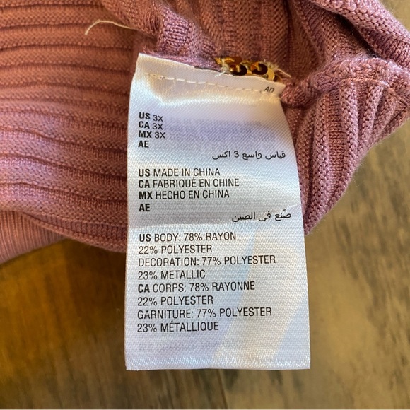 JM Collection • Lavender & Gold Sequin Stripe Sweater • Plus Size 3X NWT - Picture 7 of 7